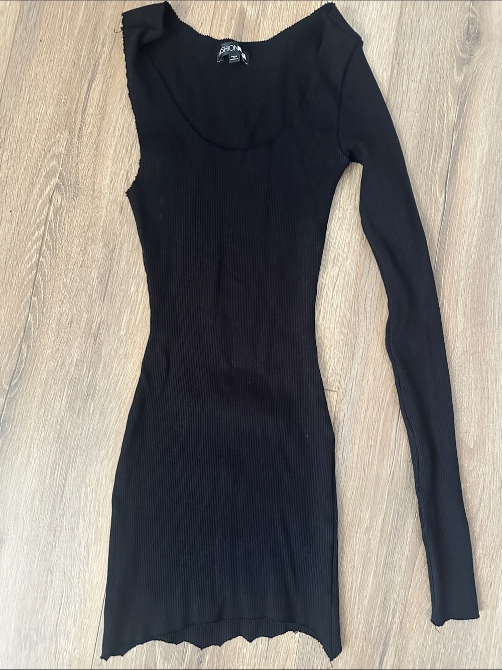 Fashion nova Black One-Shoulder Ribbed Bodycon Dress